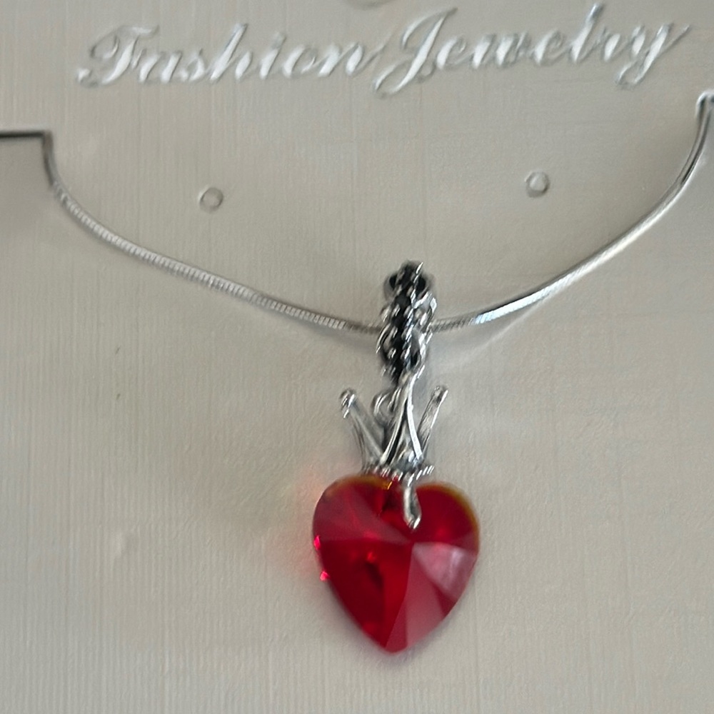 MISEFF 925 silver chain with crystal heart with crown and little blue stones